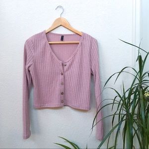 Pink Crop Cardigan